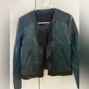 THEORY green leather jacket- XS